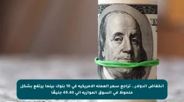 انخفاض الدولار.. تراجع سعر العملة الأمريكية في 10 بنوك بينما يرتفع بشكل ملحوظ في السوق الموازية إلى 49.40 جنيهًا